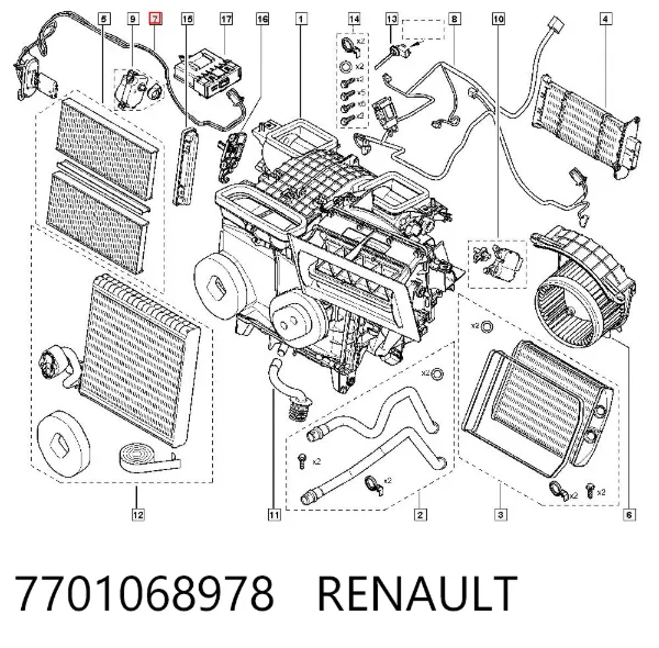 Resistencia de calefacción 7701068978 Renault (RVI)