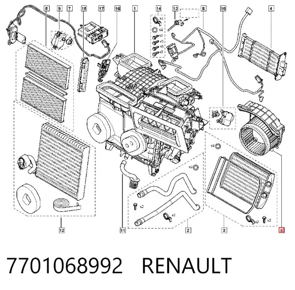 Ventilador habitáculo 7701068992 Renault (RVI)