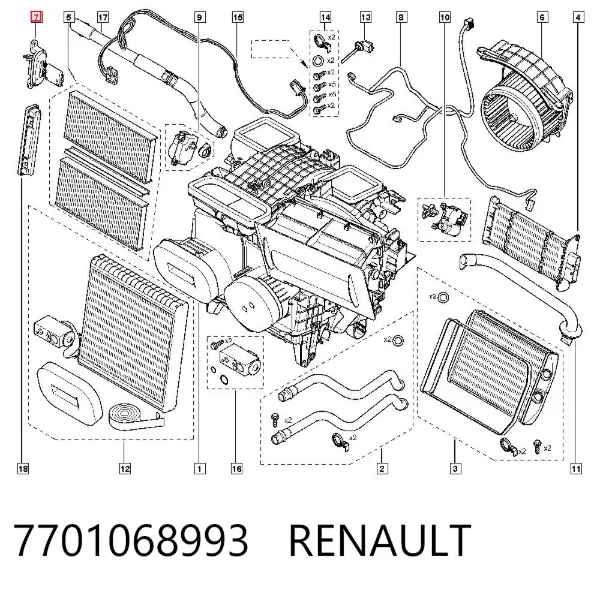Resistencia de calefacción 7701068993 Renault (RVI)