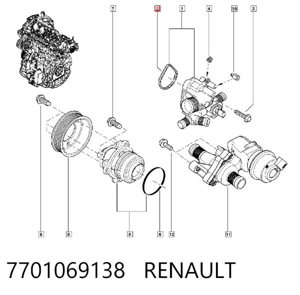 Junta de termostato 7701069138 Renault (RVI)