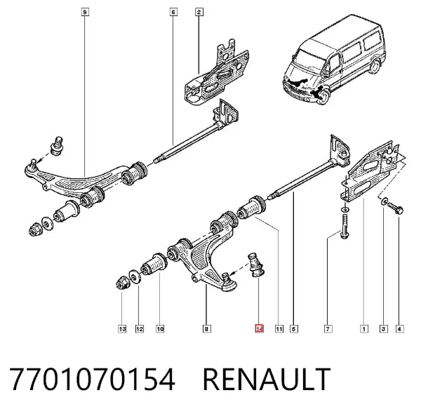 Rótula inferior de suspensión 7701070154 Renault (RVI)