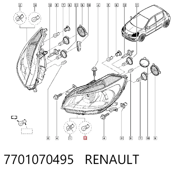 Faro izquierdo 7701070495 Renault (RVI)