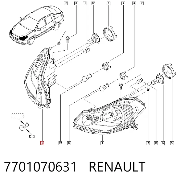 Faro derecho 7701070631 Renault (RVI)