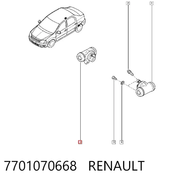 Cilindro de freno de rueda trasera 7701070668 Renault (RVI)