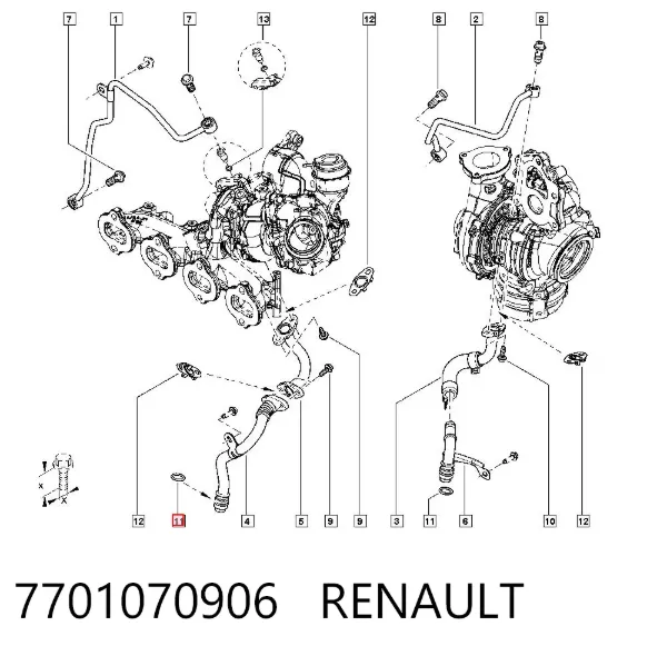 Junta de manguera de drenaje de aceite de turbina 7701070906 Renault (RVI)