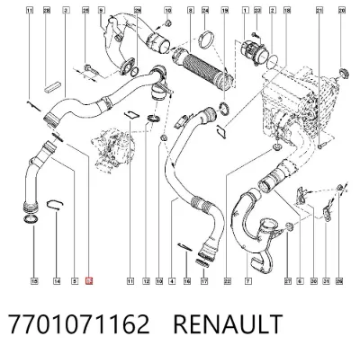 Anillo del conducto de aire de sobrealimentación RENAULT 7701071162