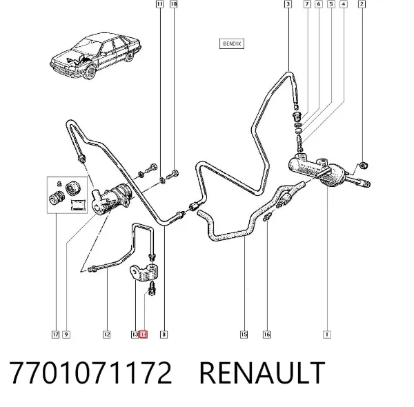 Cilindro de freno de rueda trasera 7701071172 Renault (RVI)