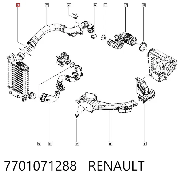 Junta tórica del tubo del intercooler 7701071288 Renault (RVI)