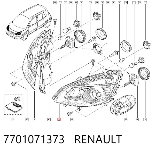 Faro izquierdo 7701071373 Renault (RVI)