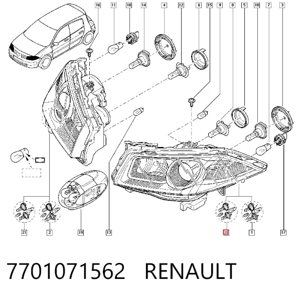 Faro izquierdo 7701071562 Renault (RVI)