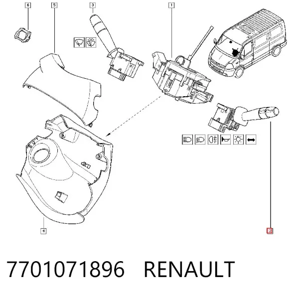 Conmutador izquierdo de la columna de dirección 7701071896 Renault (RVI)