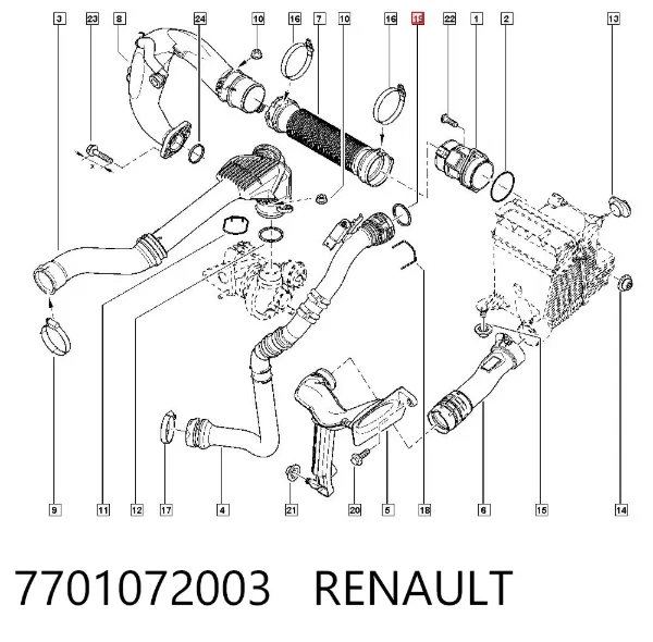 Junta tórica del tubo del intercooler 7701072003 Renault (RVI)