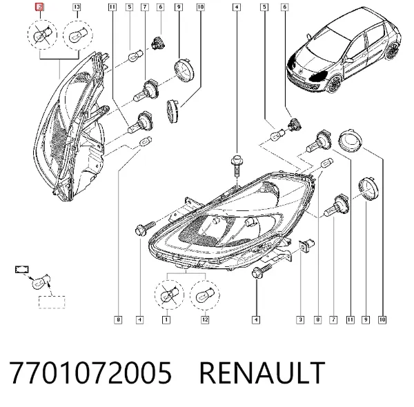 Faro derecho 7701072005 Renault (RVI)