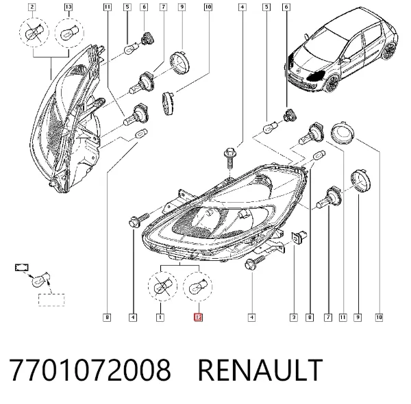 Faro izquierdo 7701072008 Renault (RVI)