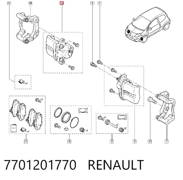 Pinza de freno delantera derecha 7701201770 Renault (RVI)