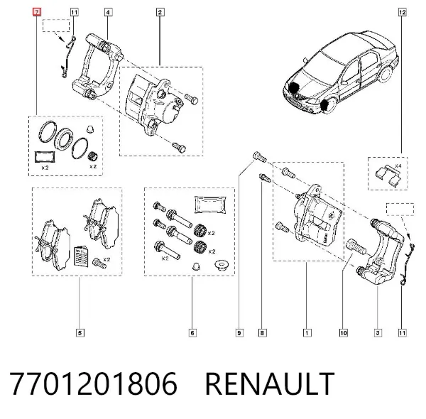 Kit de reparación de pinzas de freno 7701201806 Renault (RVI)