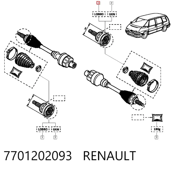 Fuelle de palier delantero exterior 7701202093 Renault (RVI)