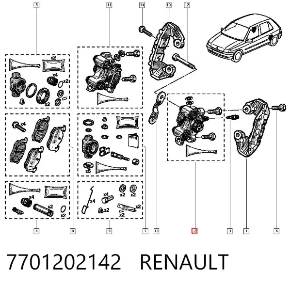 Pinza de freno trasera izquierda 7701202142 Renault (RVI)