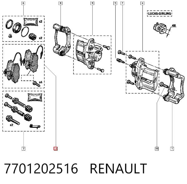 Pastillas de freno 7701202516 Renault (RVI)