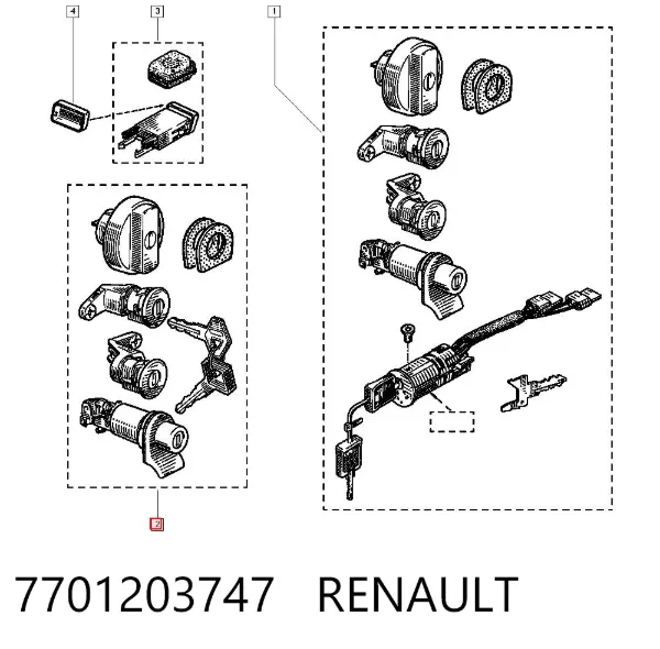 Cilindros de cerradura 7701203747 Renault (RVI)