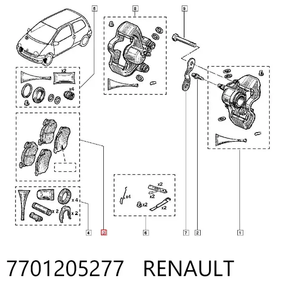 Pastillas de freno 7701205277 Renault (RVI)