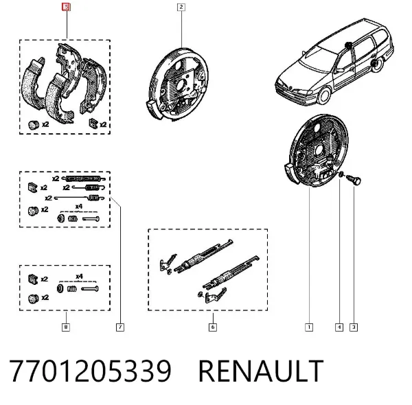 Zapatas de freno 7701205339 Renault (RVI)