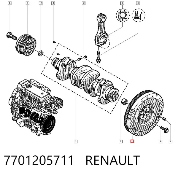Volante motor 7701205711 Renault (RVI)