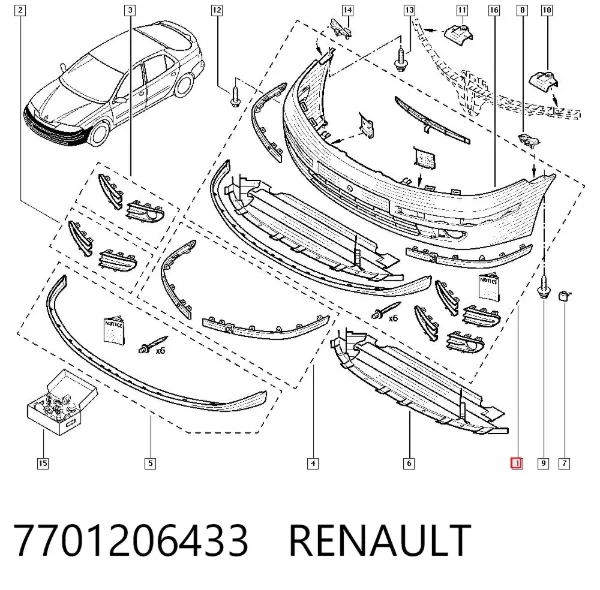 Paragolpes 7701206433 Renault (RVI)
