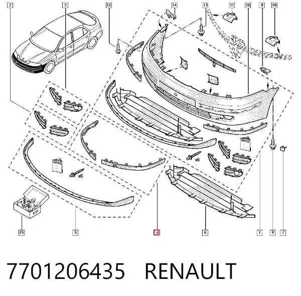 Protector para parachoques 7701206435 Renault (RVI)