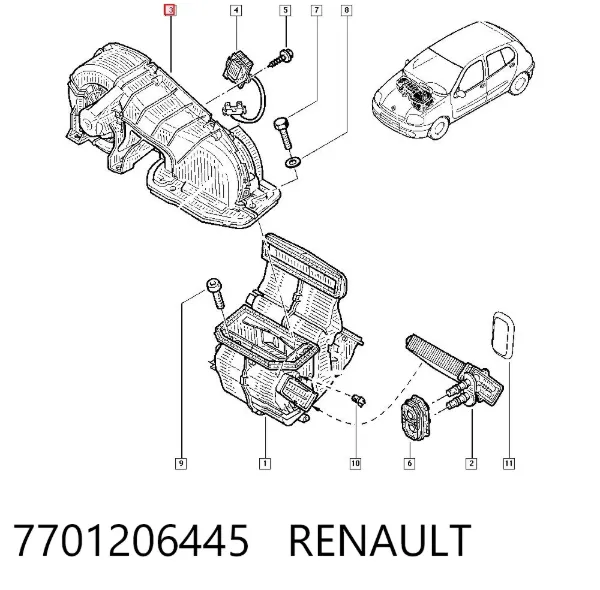 Ventilador habitáculo 7701206445 Renault (RVI)