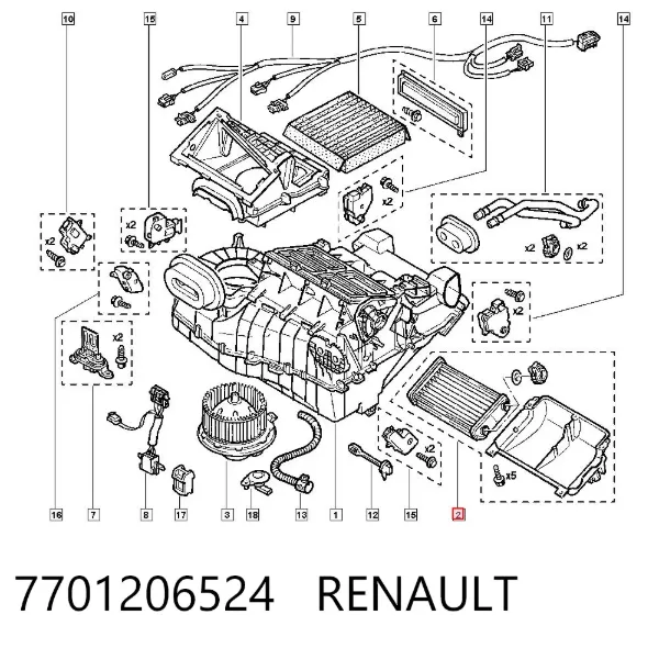 Radiador calefacción 7701206524 Renault (RVI)