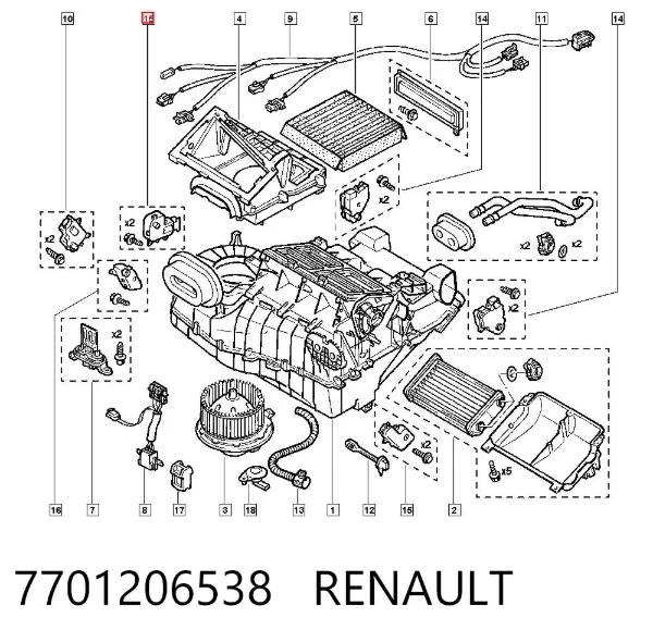 Actuador de compuerta de la calefacción 7701206538 Renault (RVI)