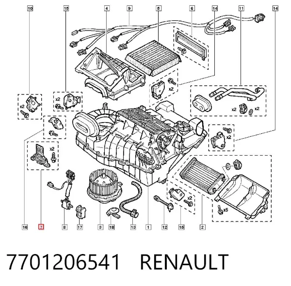 Resistencia de calefacción 7701206541 Renault (RVI)