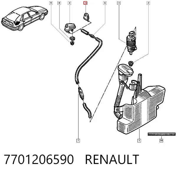 Boquilla del lavaparabrisas 7701206590 Renault (RVI)