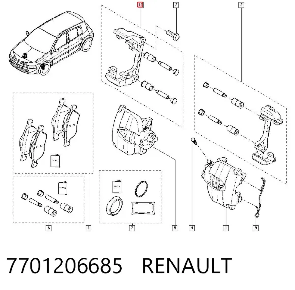 Kit de reparación de pinzas de freno 7701206685 Renault (RVI)