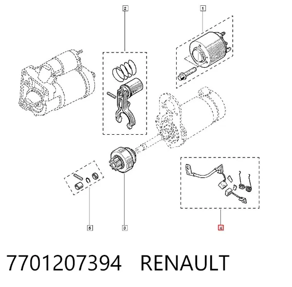 Escobilla de motor de arranque 7701207394 Renault (RVI)