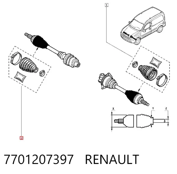 Fuelle de palier delantero exterior 7701207397 Renault (RVI)