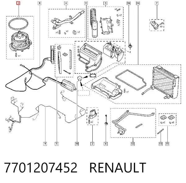 Ventilador habitáculo 7701207452 Renault (RVI)