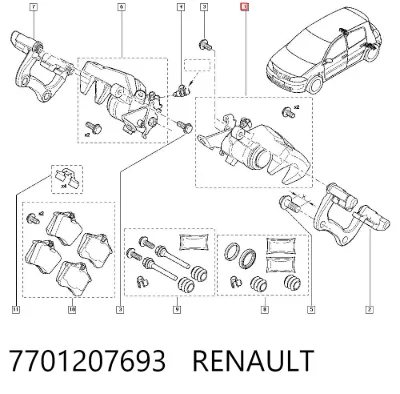 Pinza de freno trasera izquierda RENAULT 7701207693