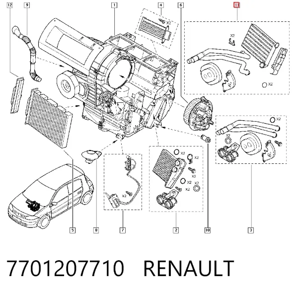 Radiador calefacción 7701207710 Renault (RVI)