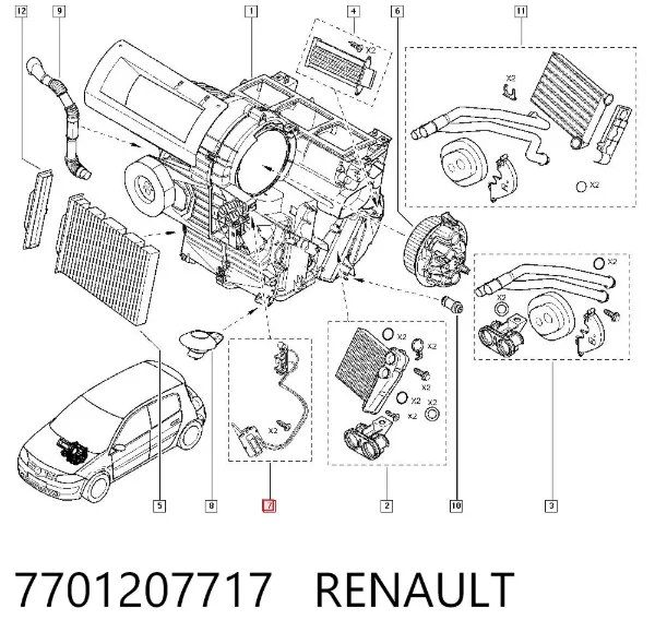 Resistencia de calefacción 7701207717 Renault (RVI)