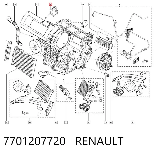 Actuador de compuerta de la calefacción 7701207720 Renault (RVI)