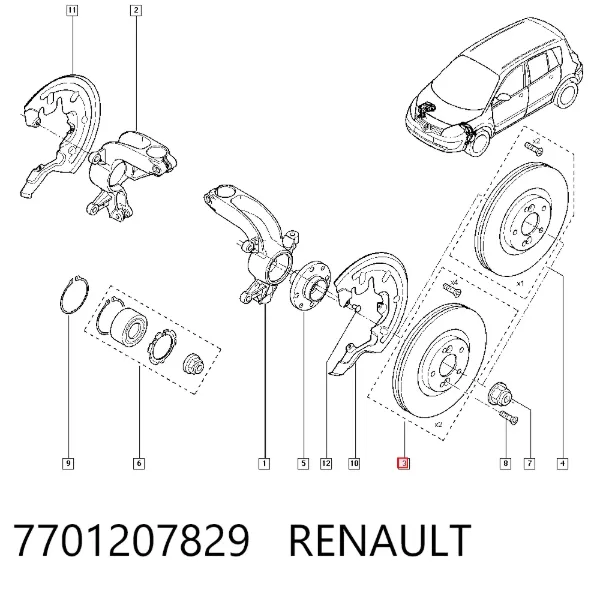 Disco de freno 7701207829 Renault (RVI)