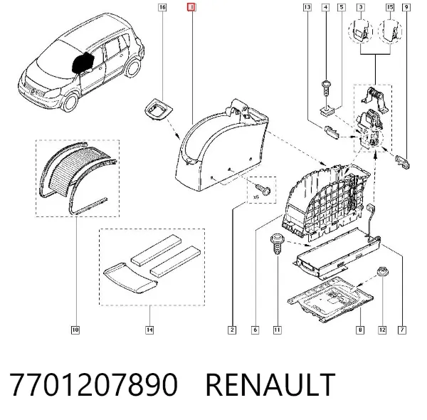 Apoyabrazos 7701207890 Renault (RVI)