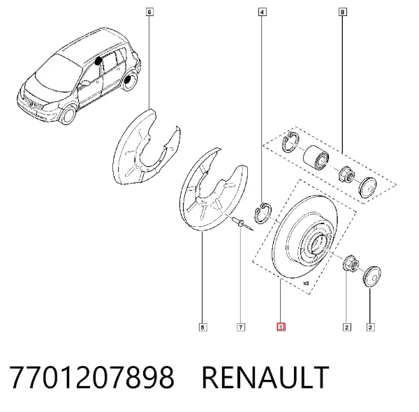 Disco de freno trasero 7701207898 Renault (RVI)