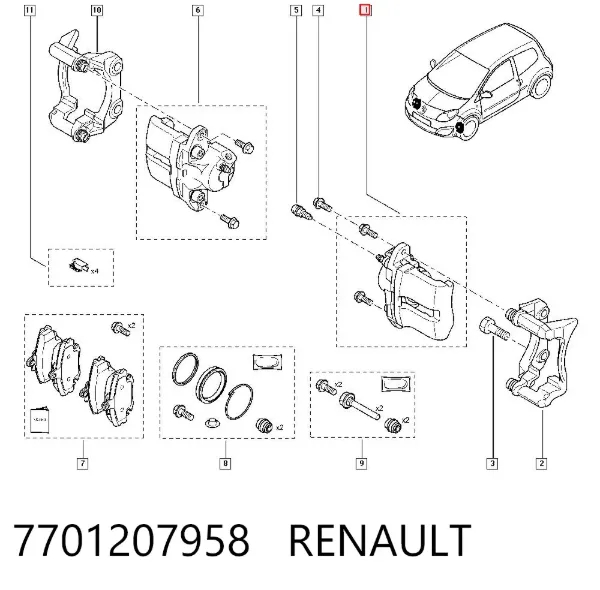 Pinza de freno delantera izquierda 7701207958 Renault (RVI)