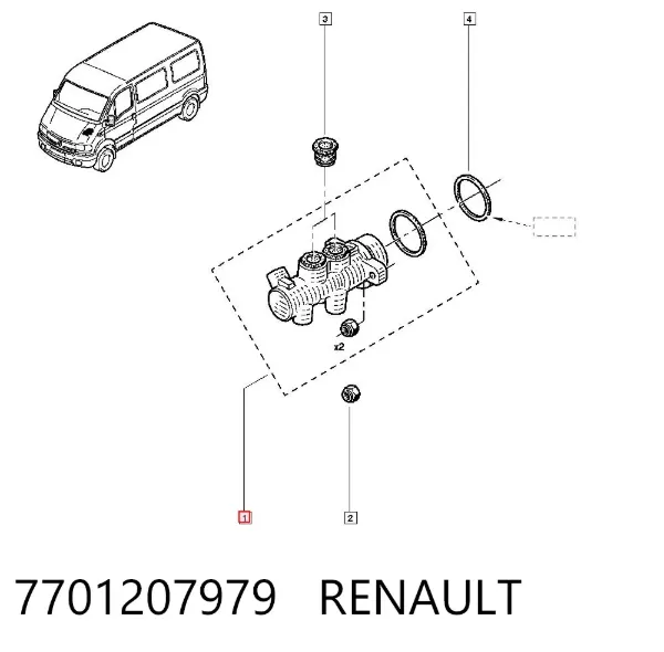 Cilindro maestro de frenos 7701207979 Renault (RVI)
