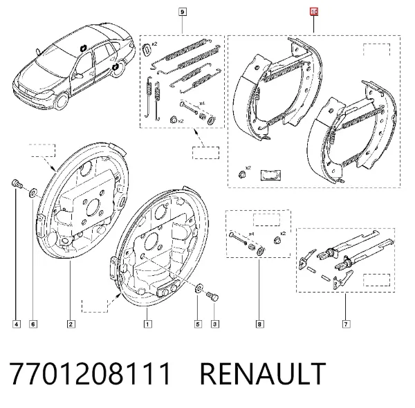 Zapatas de freno 7701208111 Renault (RVI)