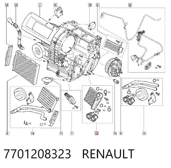 Radiador calefacción 7701208323 Renault (RVI)