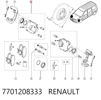 Pinza de freno delantera derecha RENAULT 7701208333